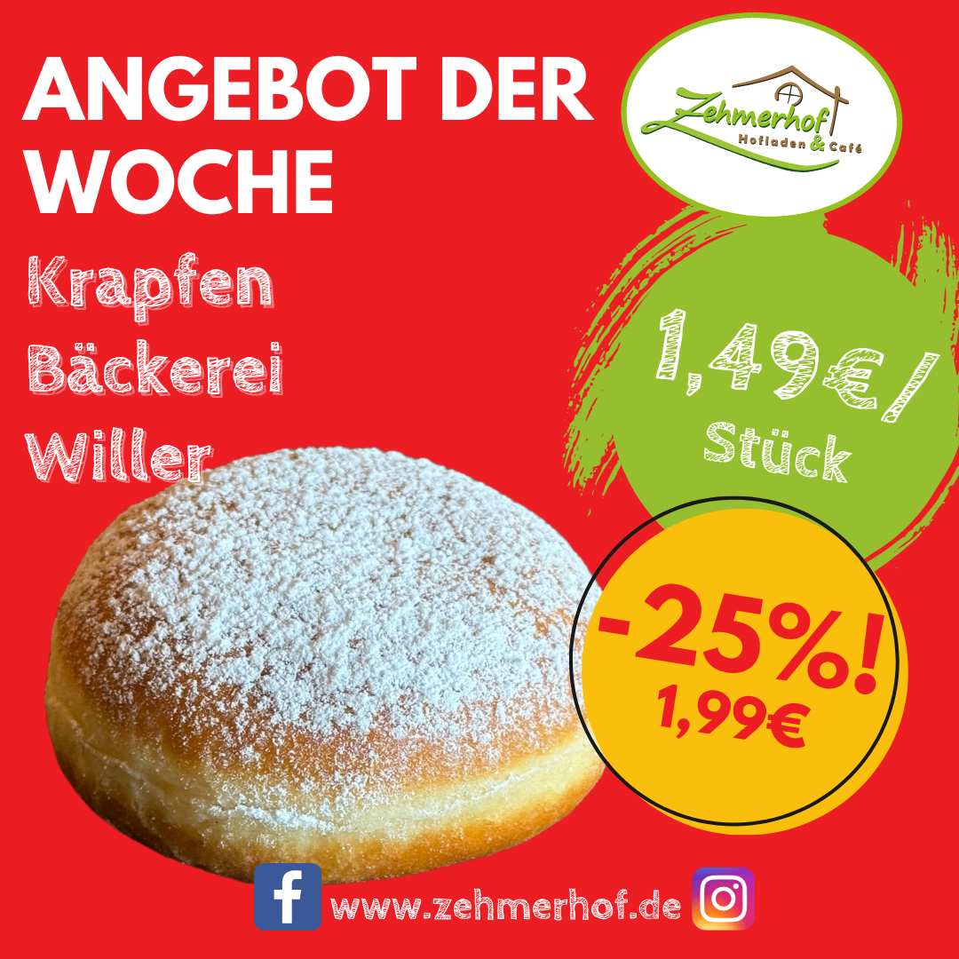 🎉🍩 Angebot der Woche: Faschingskrapfen von der Bäckerei Willer (24.02. bis 01.03.) 🍩🎉