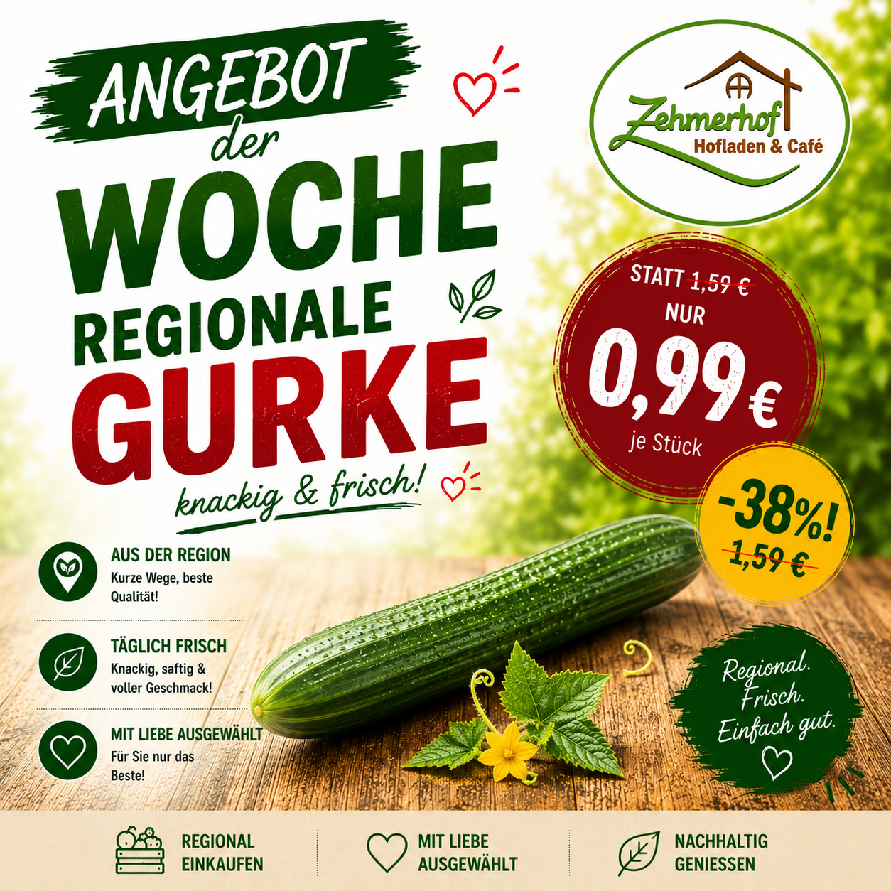 🥒☀️ Angebot der Woche: Regionale Schlangengurken (15.06 bis 20.06) ☀️🥒