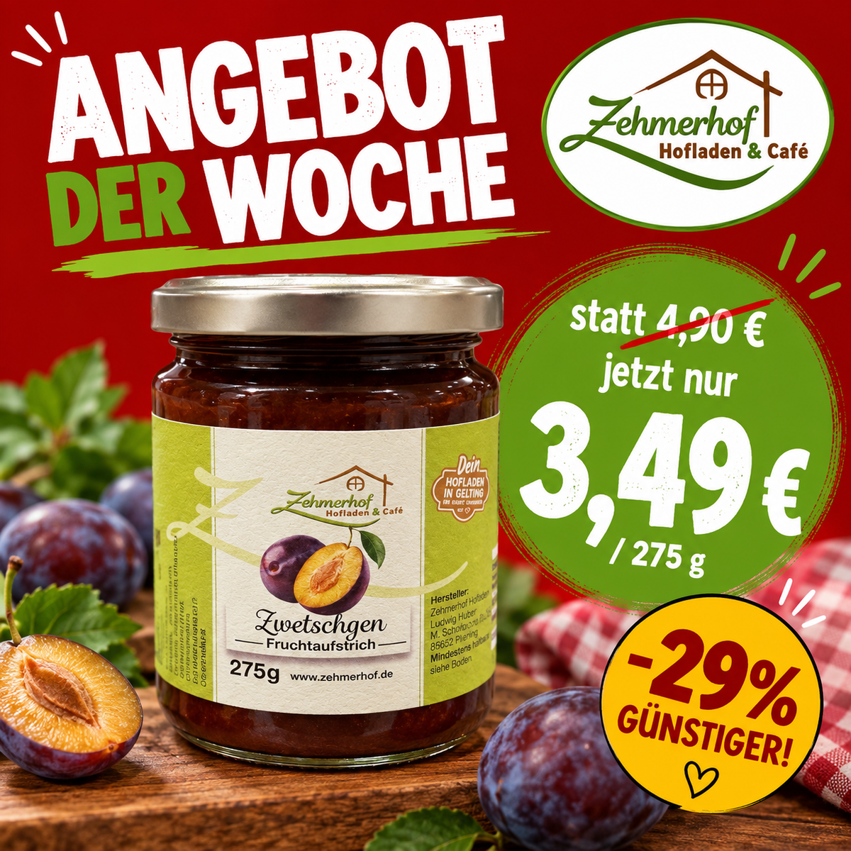 💜🍑 Angebot der Woche: Hausgemachter Zwetschgen-Fruchtaufstrich (28.09. bis 02.10.) 🍑💜