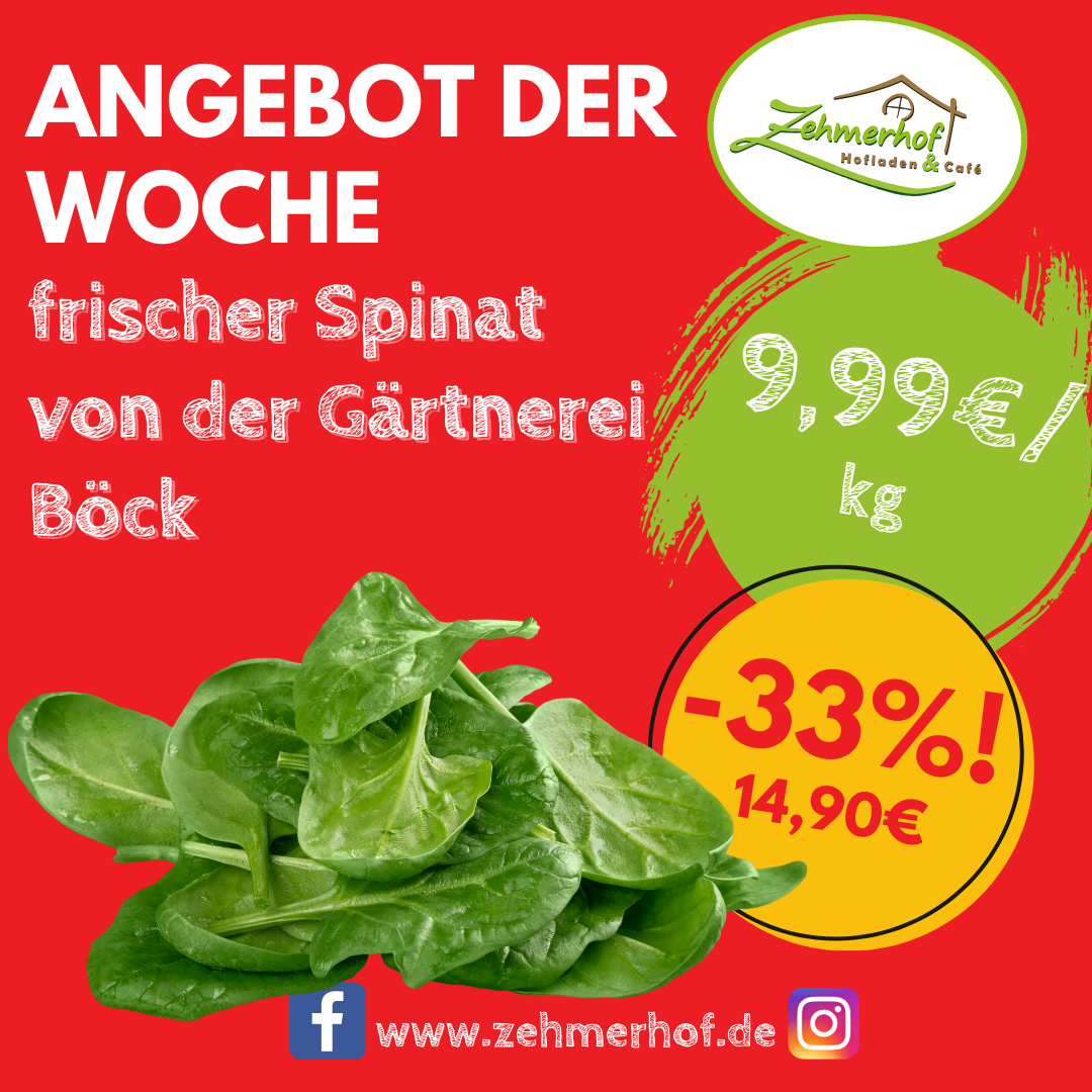 🌿🥬 Angebot der Woche: Frischer Spinat von der Gärtnerei Böck (31.03 bis 05.04) 🥬🌿