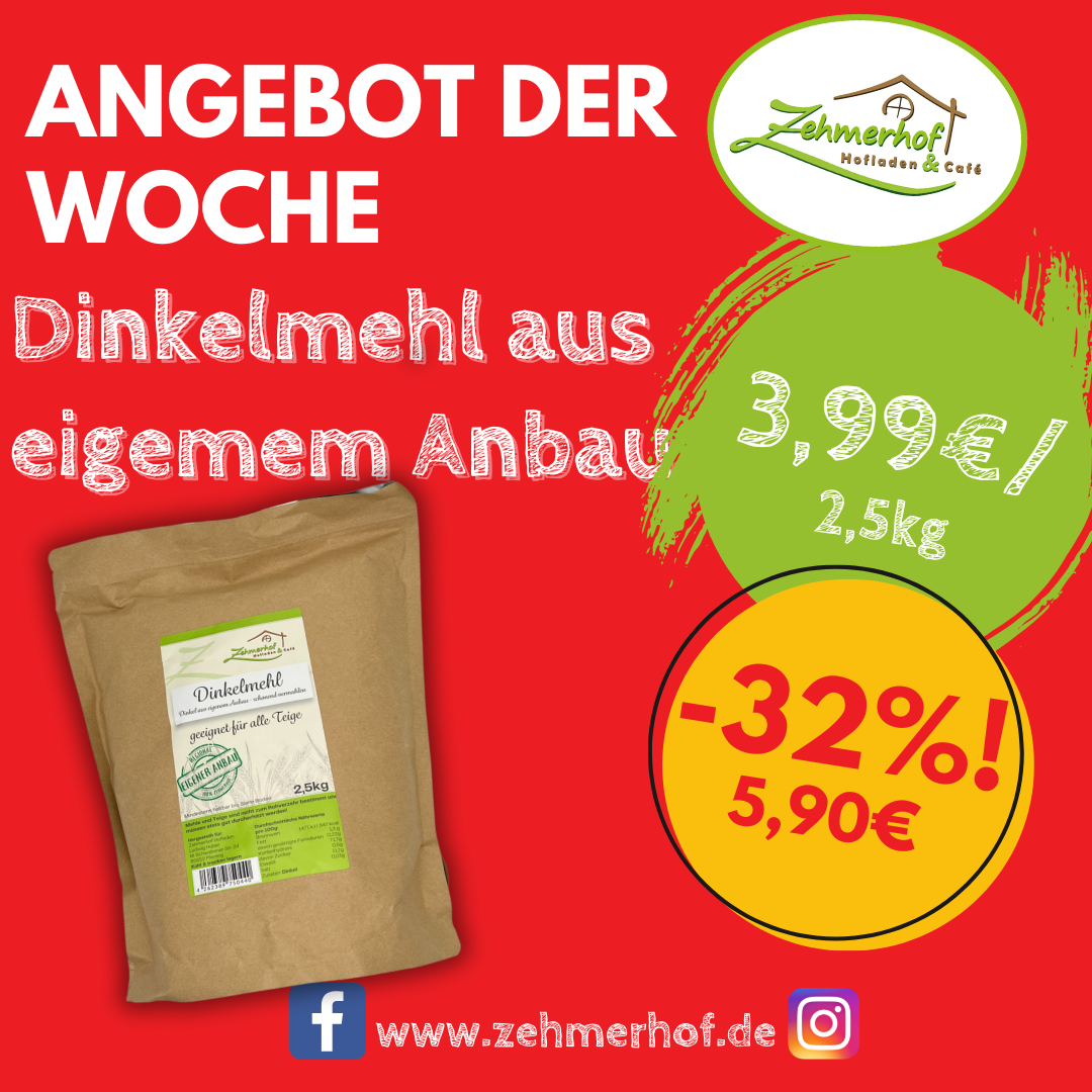 🎄🍞 Angebot der Woche: Dinkelmehl aus eigenem Anbau (02.12 bis 07.12) + Advents-Gewinnspiel! 🍞🎄