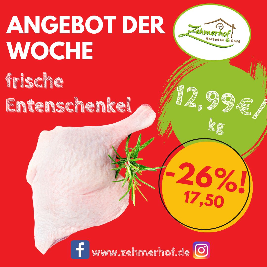 🦆🍂 Angebot der Woche: Frische Entenschenkel vom Bachbauernhof (13.11 bis 16.11) 🍂🦆