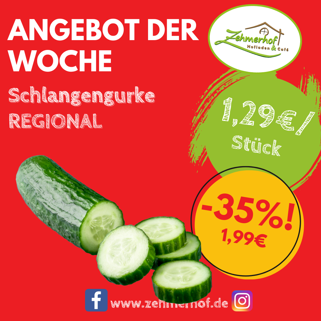 🥒☀️ Angebot der Woche: Frische Schlangengurken aus der Region (23.06. – 28.06.) ☀️🥒