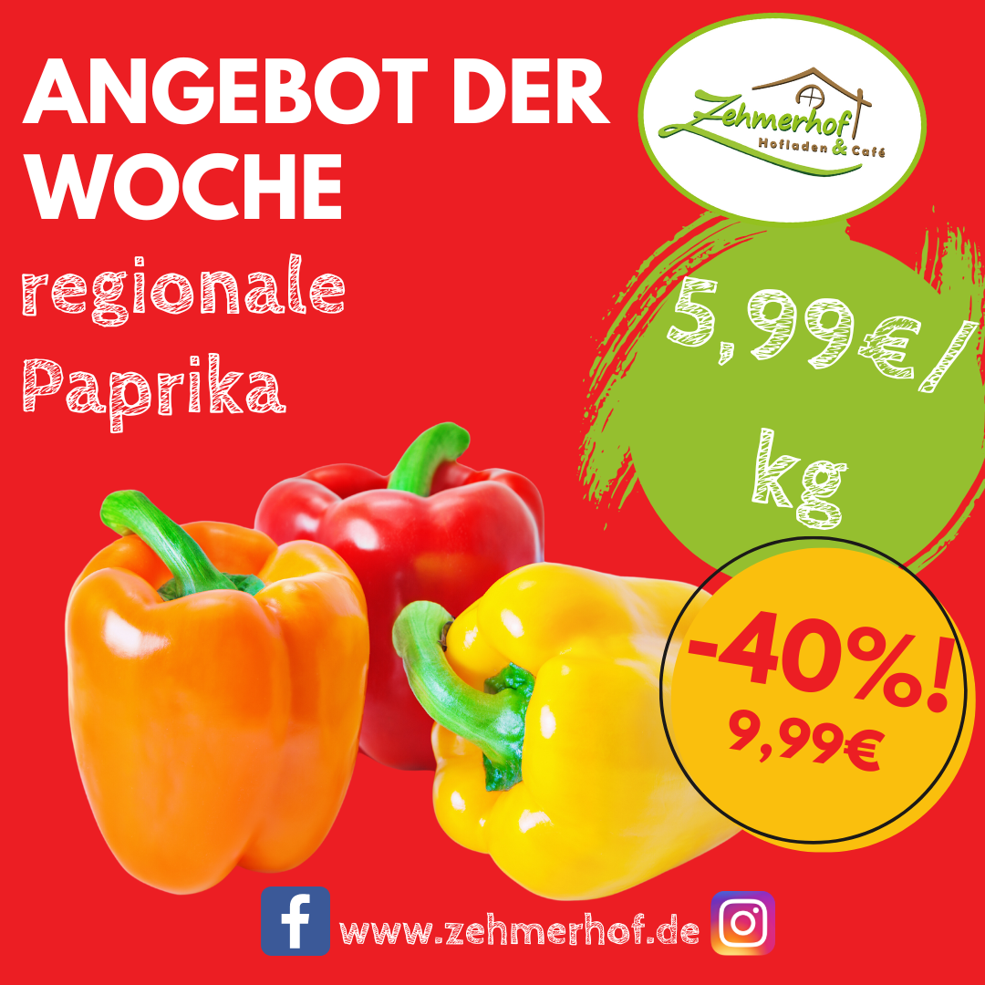 🫑✨ Angebot der Woche: Frische Paprika aus der Region (01.09 bis 06.09) ✨🫑
