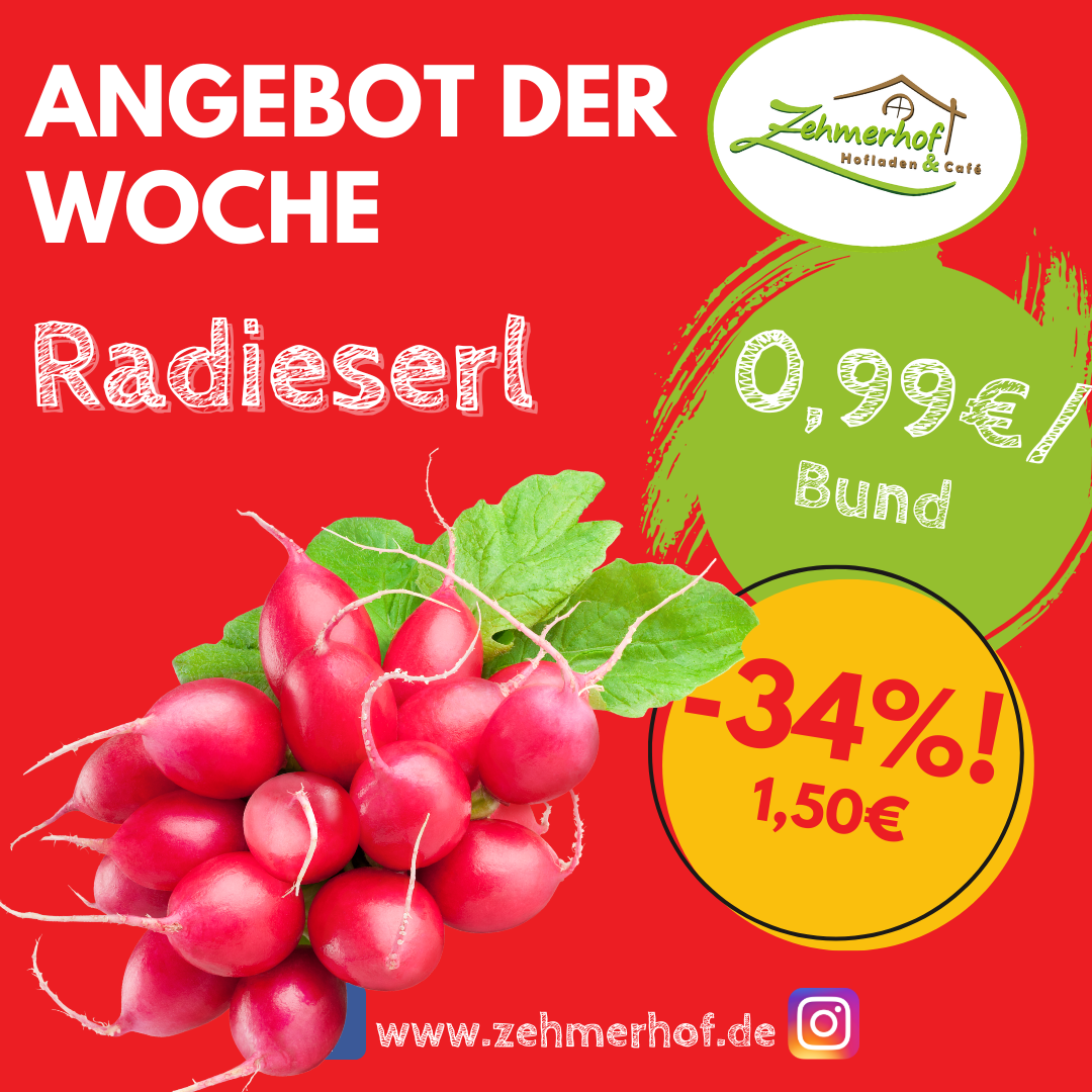 🌱🔴 Angebot der Woche: Frische Radieserl (08.04 bis 11.04) 🔴🌱