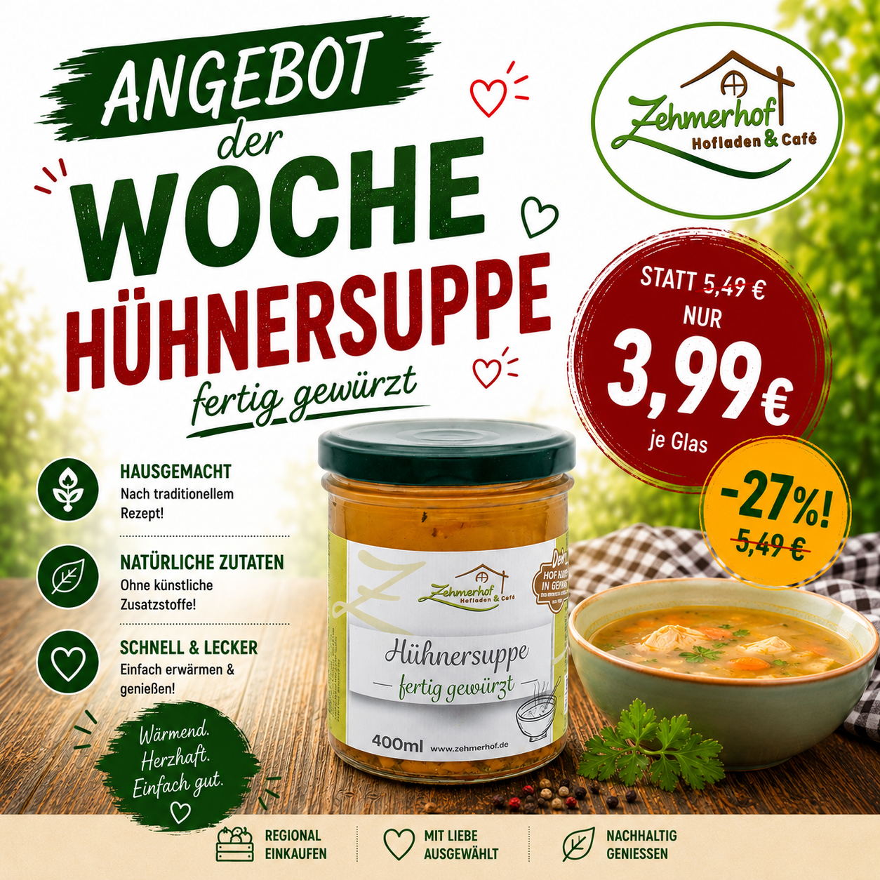 🍲🥄 Angebot der Woche: Fertig gewürzte Hühnersuppe (22.06 bis 27.06) 🥄🍲