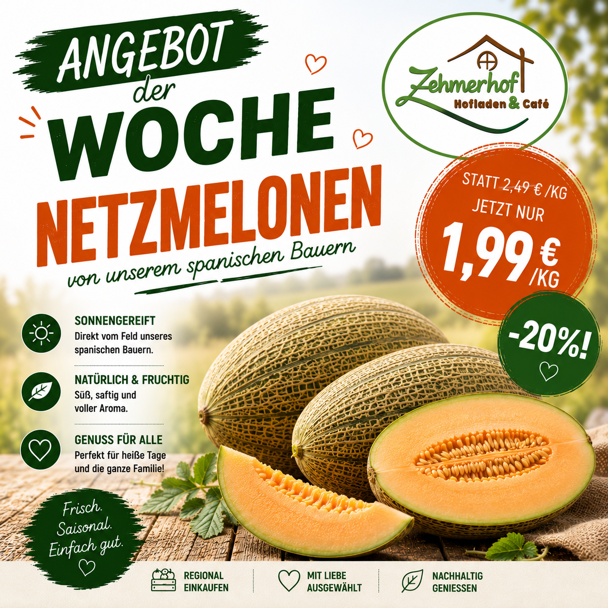 🍈☀️ Angebot der Woche: Frische Netzmelonen (20.07 bis 25.07) ☀️🍈