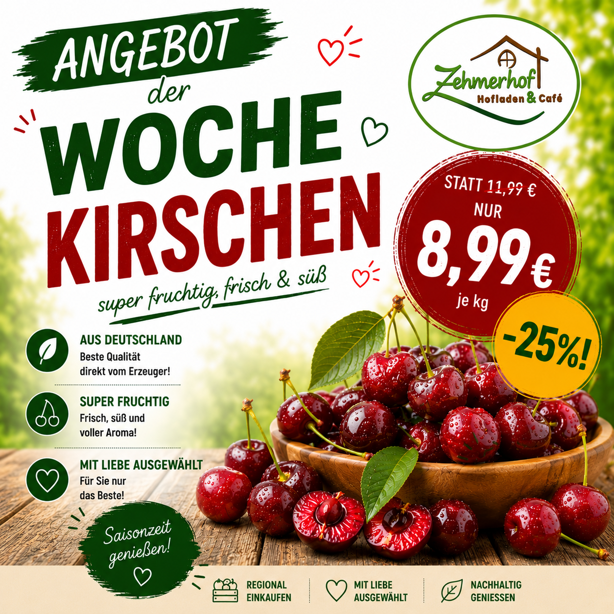 🍒☀️ Angebot der Woche: Frische Kirschen (29.06 bis 04.07) ☀️🍒