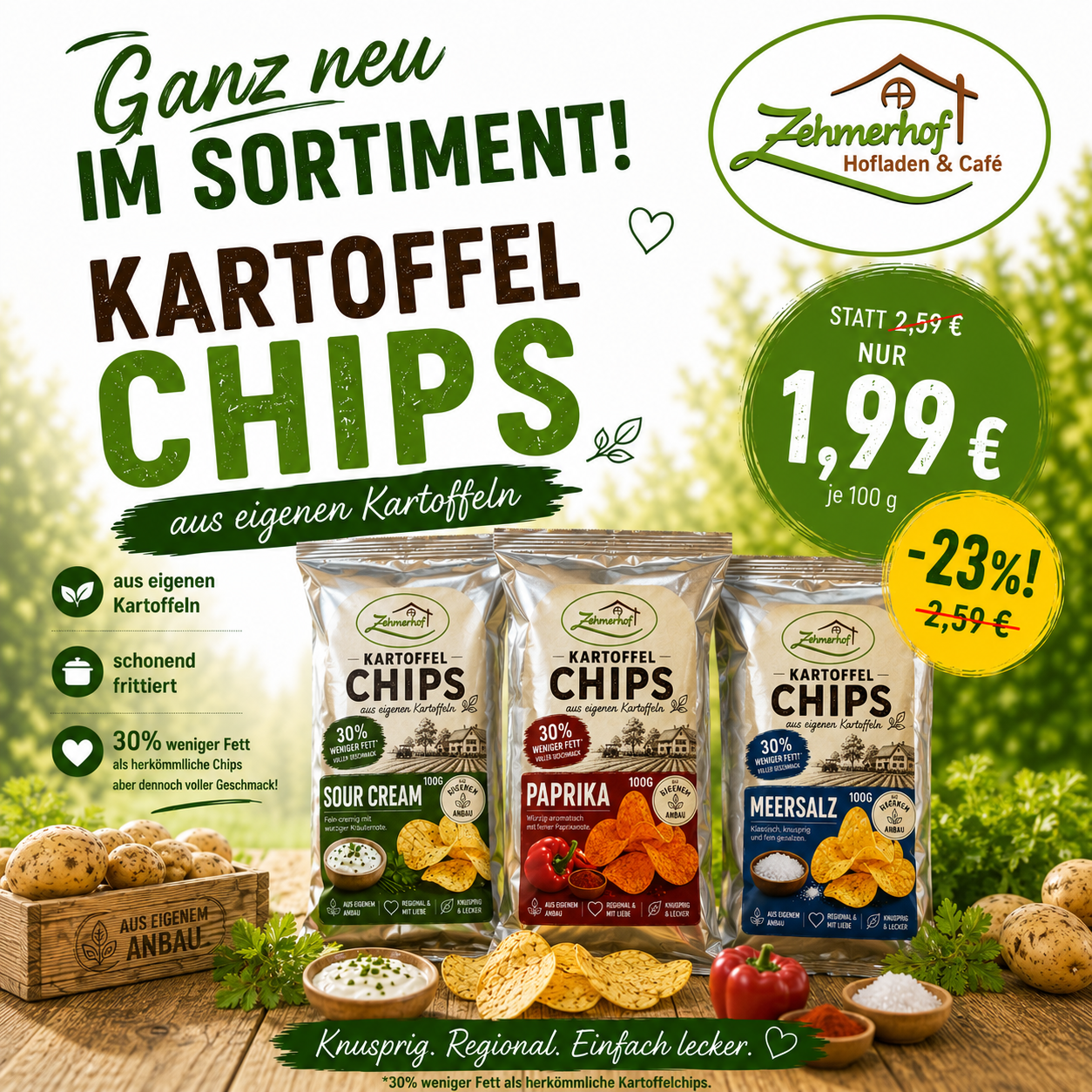 🥔🔥 Angebot der Woche: Neue Kartoffelchips aus eigenen Kartoffeln (01.06 bis 06.06) 🔥🥔