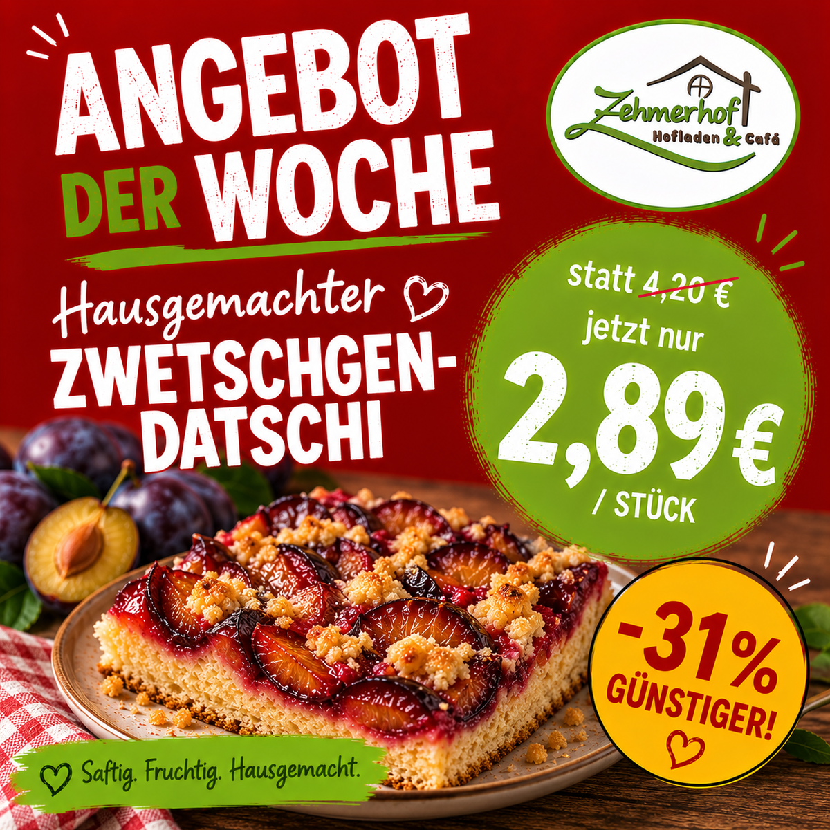💜🥧 Angebot der Woche: Hausgemachter Zwetschgendatschi (07.09 bis 12.09)