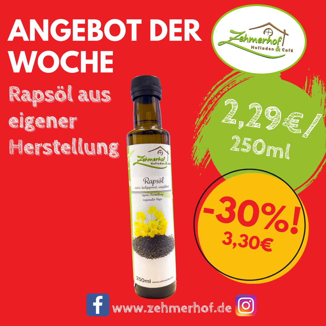 🌼🍶 Angebot der Woche: Rapsöl (15.07 bis 20.07.) 🍶🌼