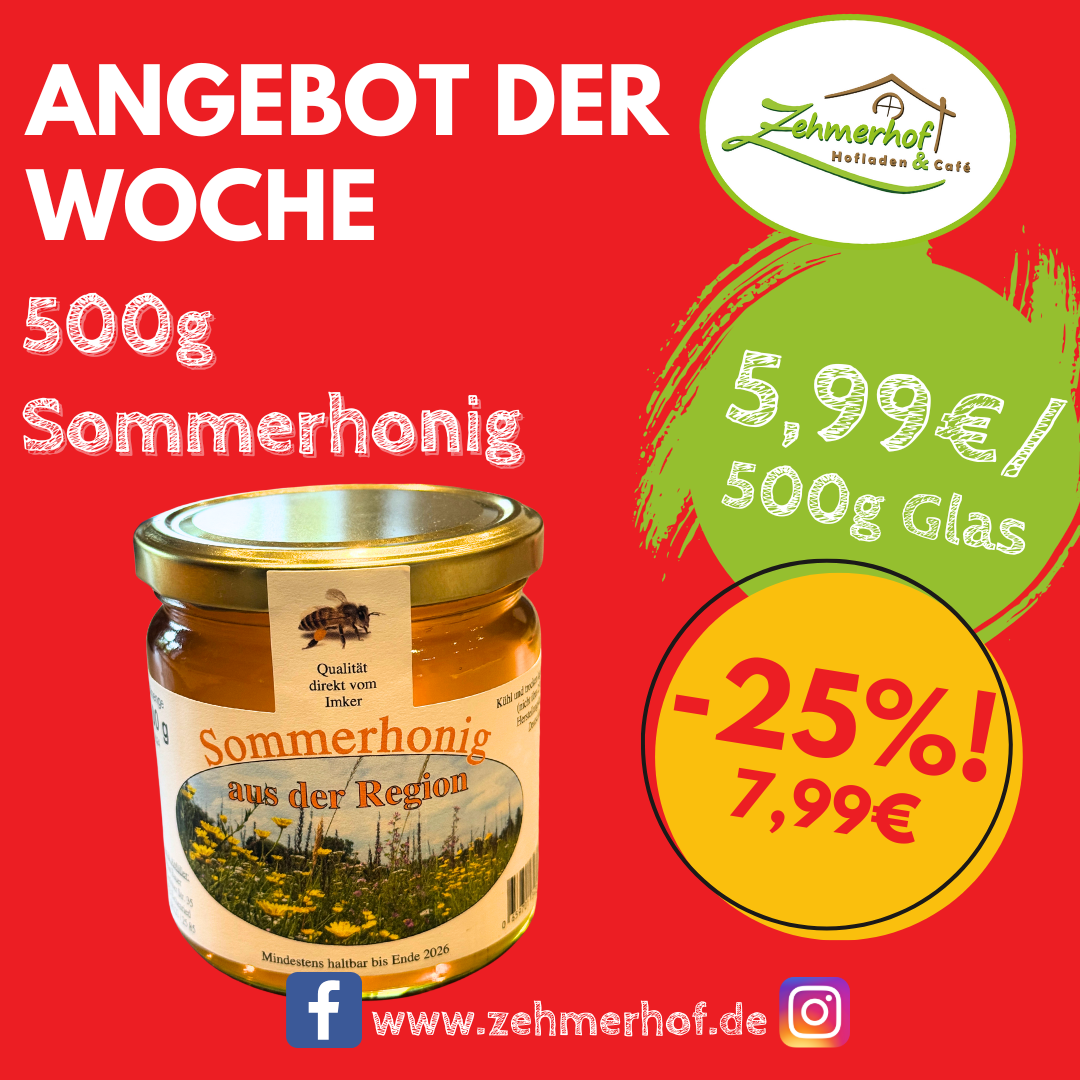 🍯🌼 Angebot der Woche: Sommerhonig von der Imkerei Bauer (07.07. – 12.07.) 🌼🍯